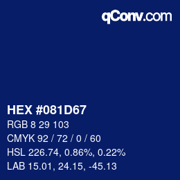 カラーコード: HEX #081D67 | qconv.com