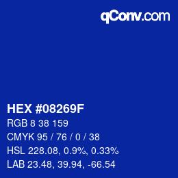Color code: HEX #08269F | qconv.com