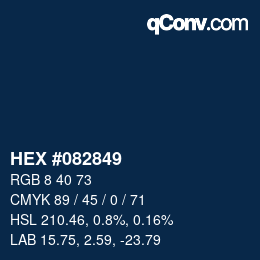 カラーコード: HEX #082849 | qconv.com