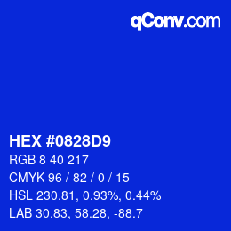 颜色代码: HEX #0828D9 | qconv.com