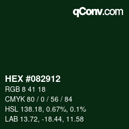 カラーコード: HEX #082912 | qconv.com