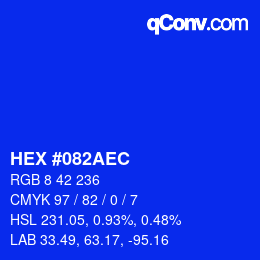 Color code: HEX #082AEC | qconv.com