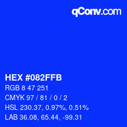 Color code: HEX #082FFB | qconv.com