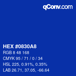 Color code: HEX #0830A8 | qconv.com