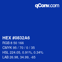 カラーコード: HEX #0832A6 | qconv.com
