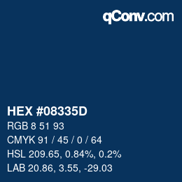 Color code: HEX #08335D | qconv.com