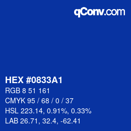 Color code: HEX #0833A1 | qconv.com