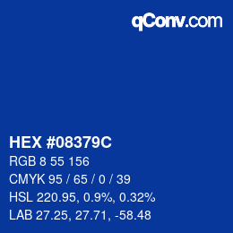 カラーコード: HEX #08379C | qconv.com