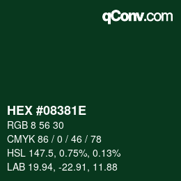 Color code: HEX #08381E | qconv.com