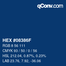 Farbcode: HEX #08386F | qconv.com