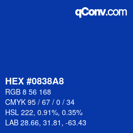 颜色代码: HEX #0838A8 | qconv.com