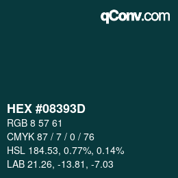 Farbcode: HEX #08393D | qconv.com
