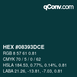 Color code: HEX #08393DCE | qconv.com