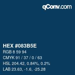 颜色代码: HEX #083B5E | qconv.com