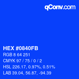 Color code: HEX #0840FB | qconv.com