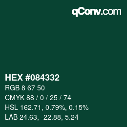 颜色代码: HEX #084332 | qconv.com