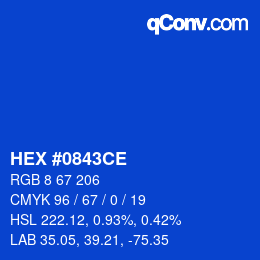 Color code: HEX #0843CE | qconv.com