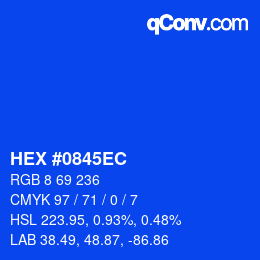 Color code: HEX #0845EC | qconv.com