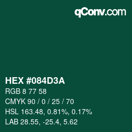 Color code: HEX #084D3A | qconv.com