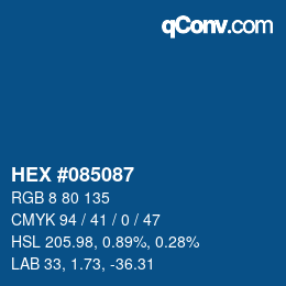 颜色代码: HEX #085087 | qconv.com