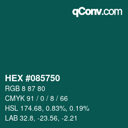 Color code: HEX #085750 | qconv.com