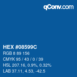 颜色代码: HEX #08599C | qconv.com