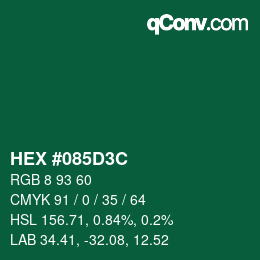 Color code: HEX #085D3C | qconv.com