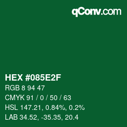 Color code: HEX #085E2F | qconv.com