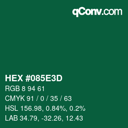 Color code: HEX #085E3D | qconv.com