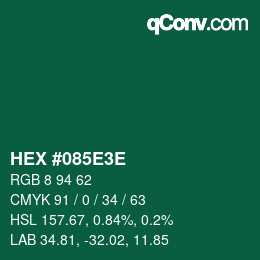 Code couleur: HEX #085E3E | qconv.com