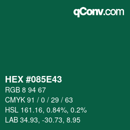 Color code: HEX #085E43 | qconv.com