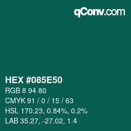Color code: HEX #085E50 | qconv.com