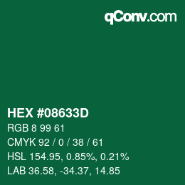 Color code: HEX #08633D | qconv.com