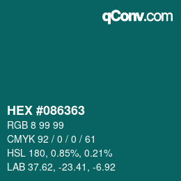 カラーコード: HEX #086363 | qconv.com