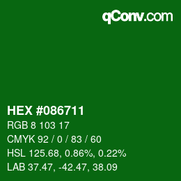 Farbcode: HEX #086711 | qconv.com