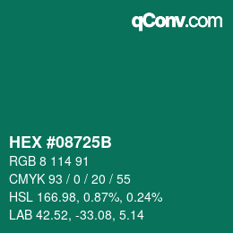 颜色代码: HEX #08725B | qconv.com