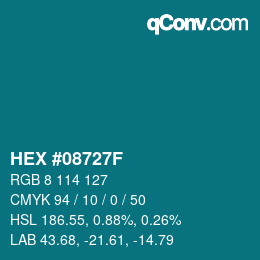 Color code: HEX #08727F | qconv.com
