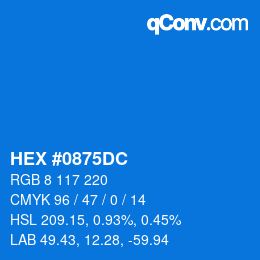 Color code: HEX #0875DC | qconv.com