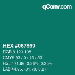 Color code: HEX #087869 | qconv.com