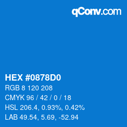 颜色代码: HEX #0878D0 | qconv.com
