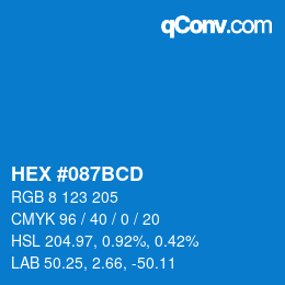 カラーコード: HEX #087BCD | qconv.com