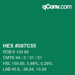 Color code: HEX #087C55 | qconv.com
