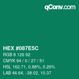 Color code: HEX #087E5C | qconv.com