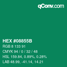 Color code: HEX #08855B | qconv.com