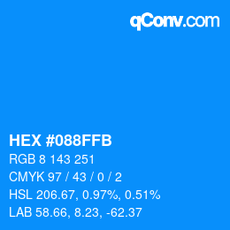 カラーコード: HEX #088FFB | qconv.com
