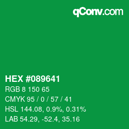 颜色代码: HEX #089641 | qconv.com