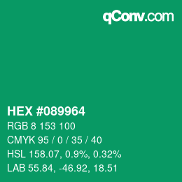 Color code: HEX #089964 | qconv.com