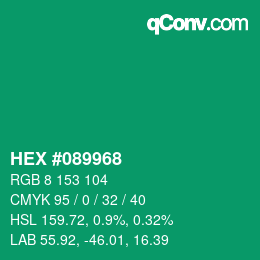 Color code: HEX #089968 | qconv.com