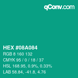 Color code: HEX #08A084 | qconv.com