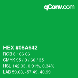Color code: HEX #08A642 | qconv.com